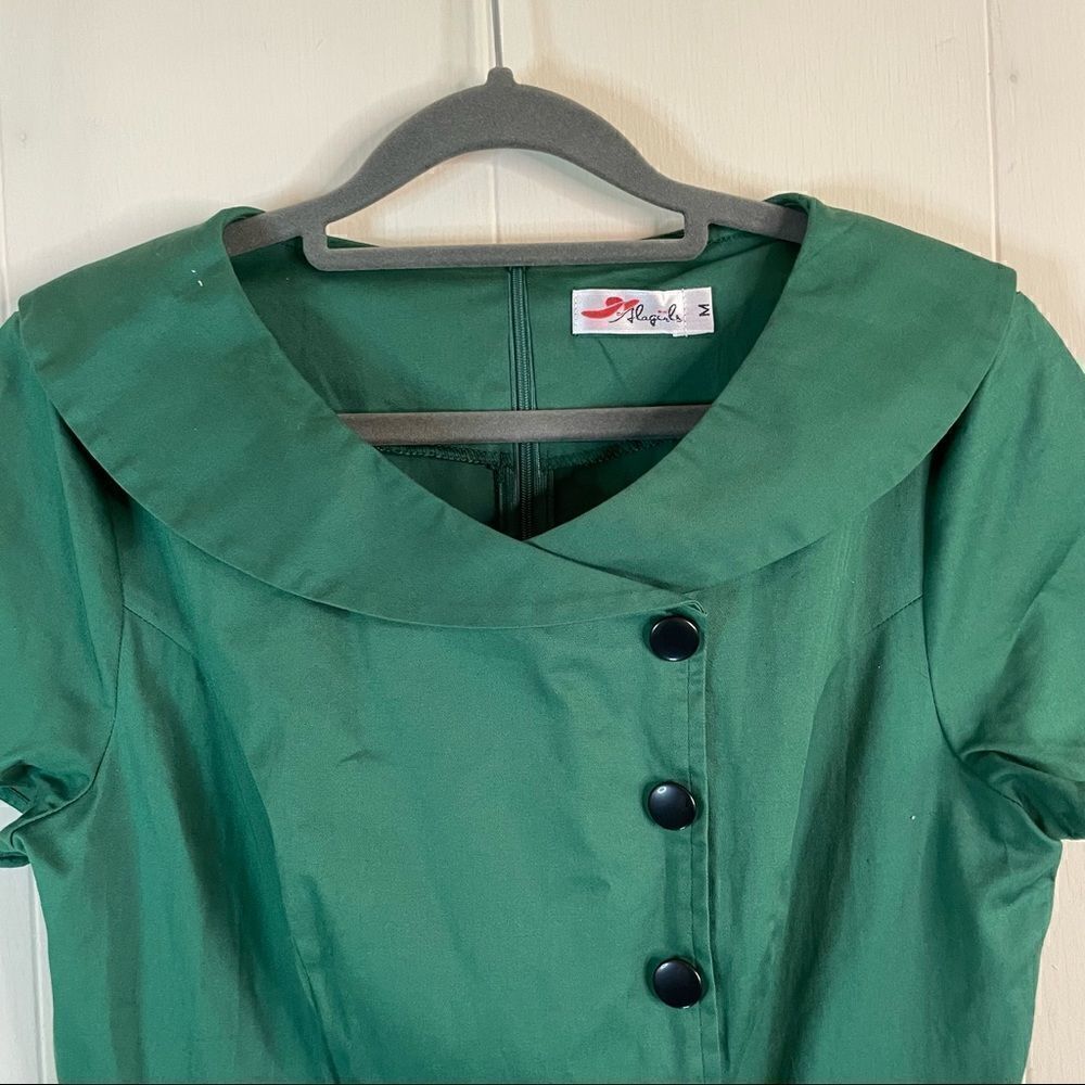Alagirls Green Retro A-Line Dress - Picture 2 of 6